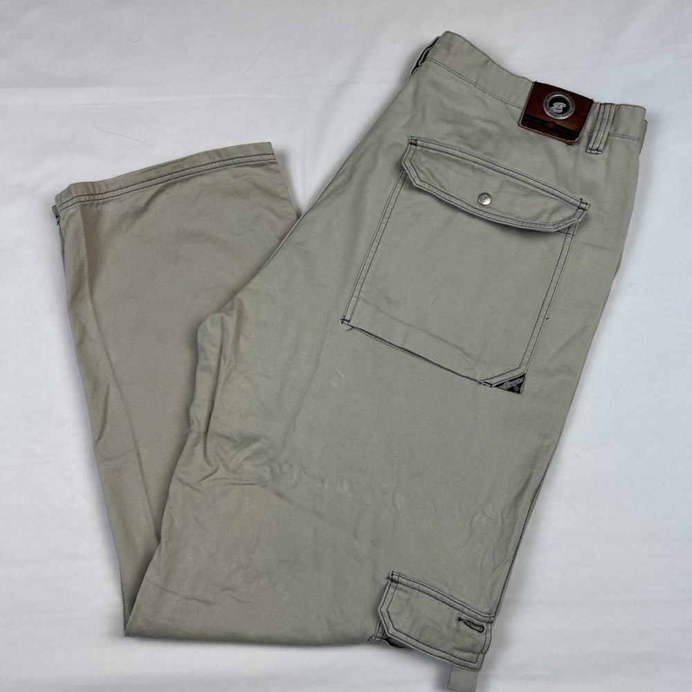Vintage Y2K Enyce Cargo Pants 42x32 Beige Canvas Baggy Wide Leg Skater Hip Hop